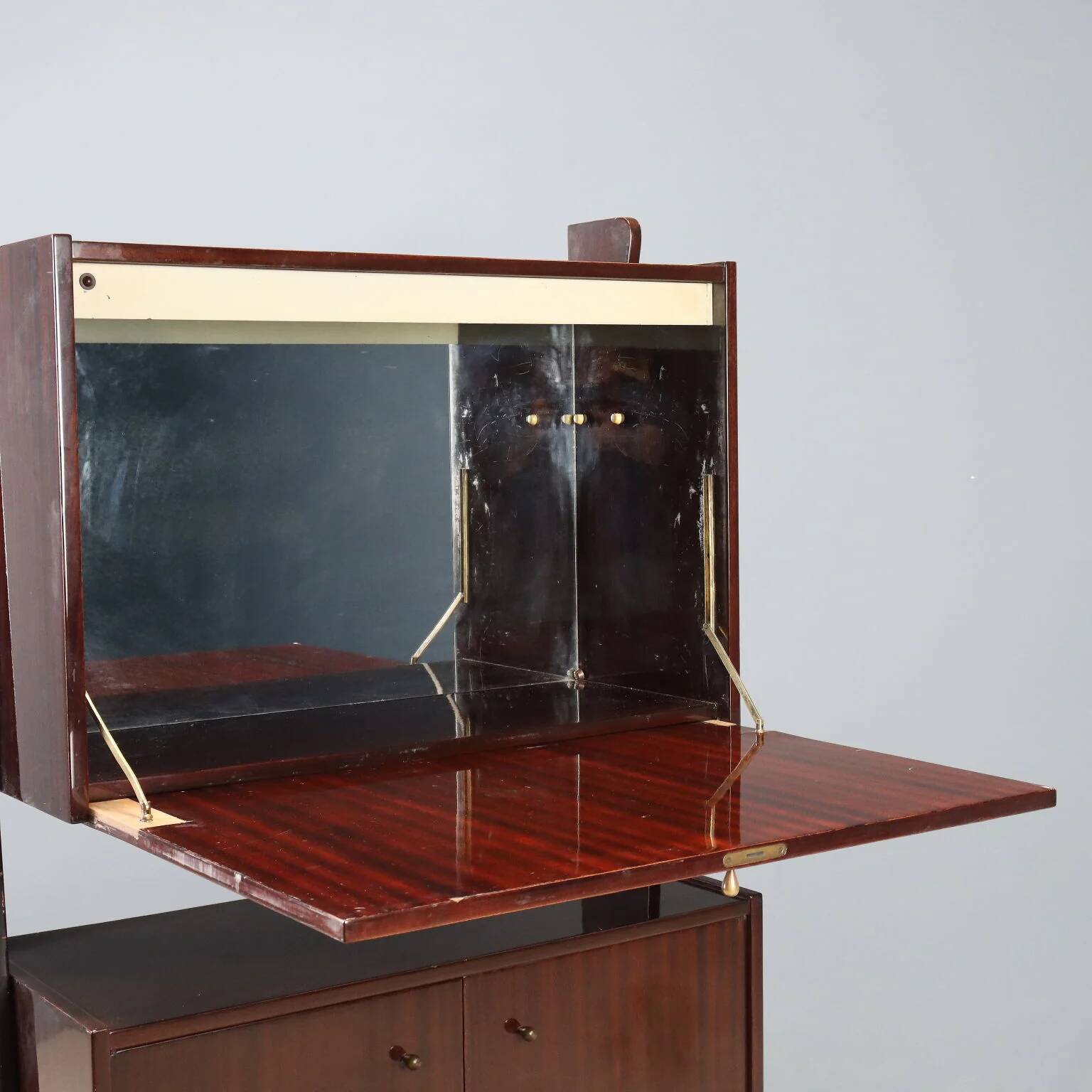 Vintage mahogany bar cabinet from the 1960s.