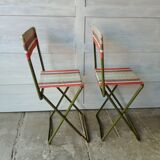 Vintage metal and canvas folding camping chairs