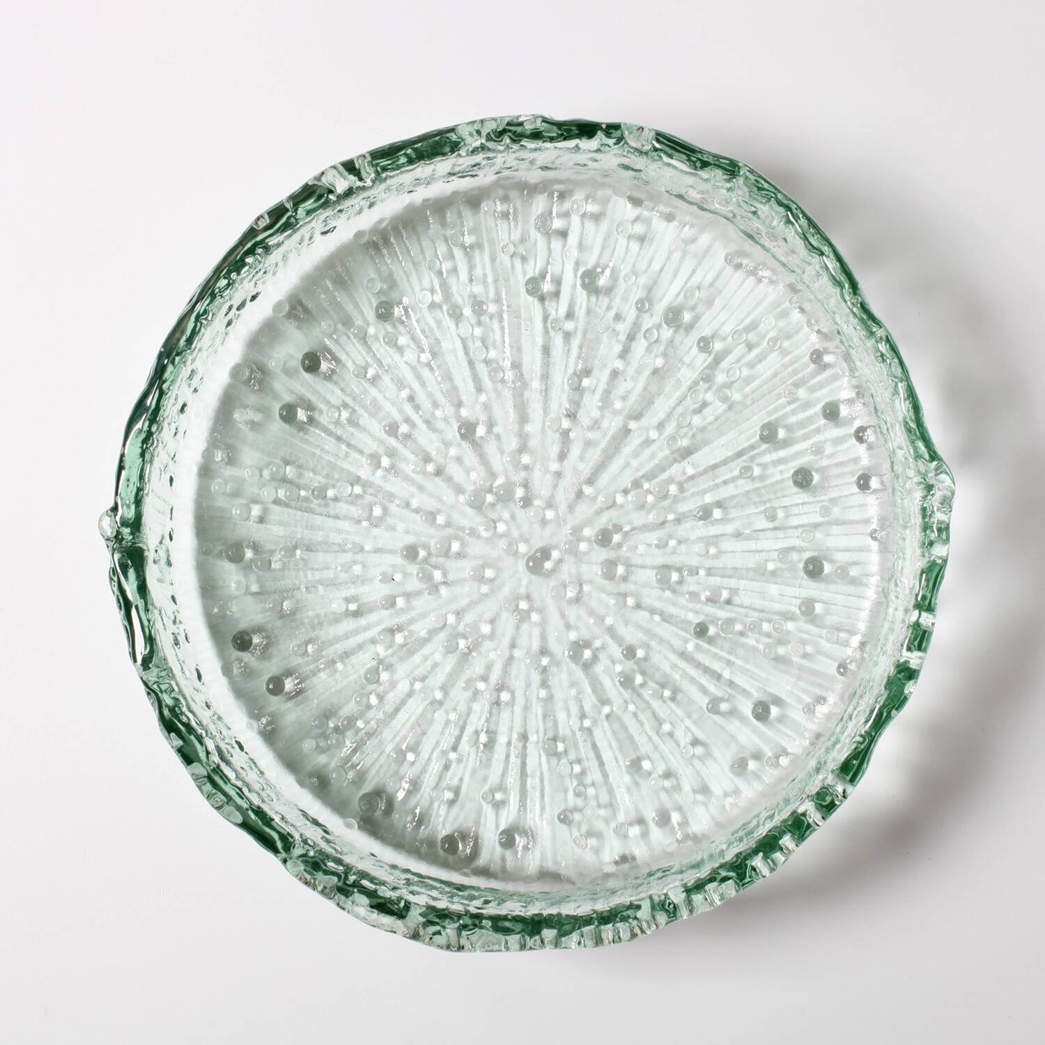 Centre de table en verre recyclé vert de Géorgie, Italie années 1970
