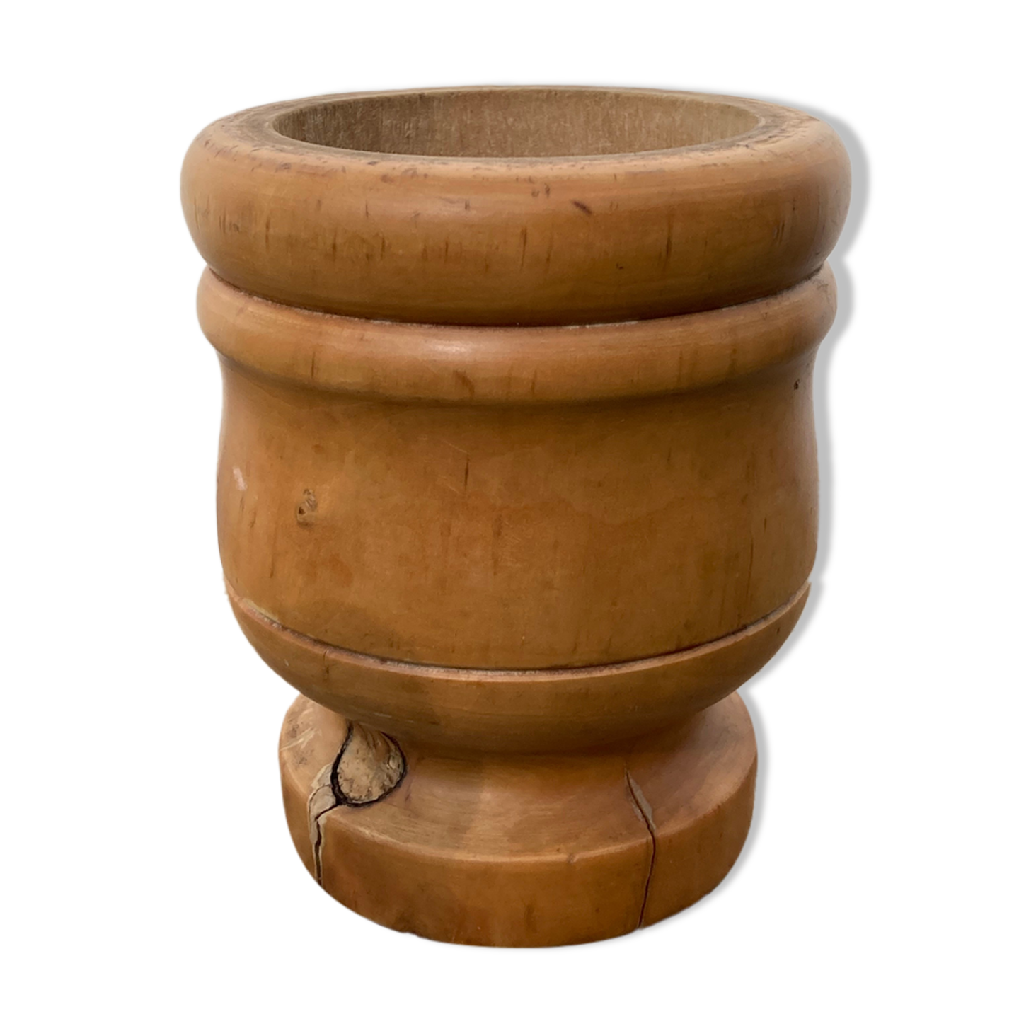 Small solid wood pot cache / vintage ethnic vase