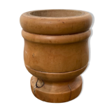 Small solid wood pot cache / vintage ethnic vase