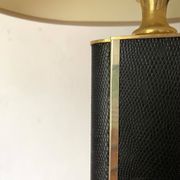 70s-80s living room lamp in leather and gold metal