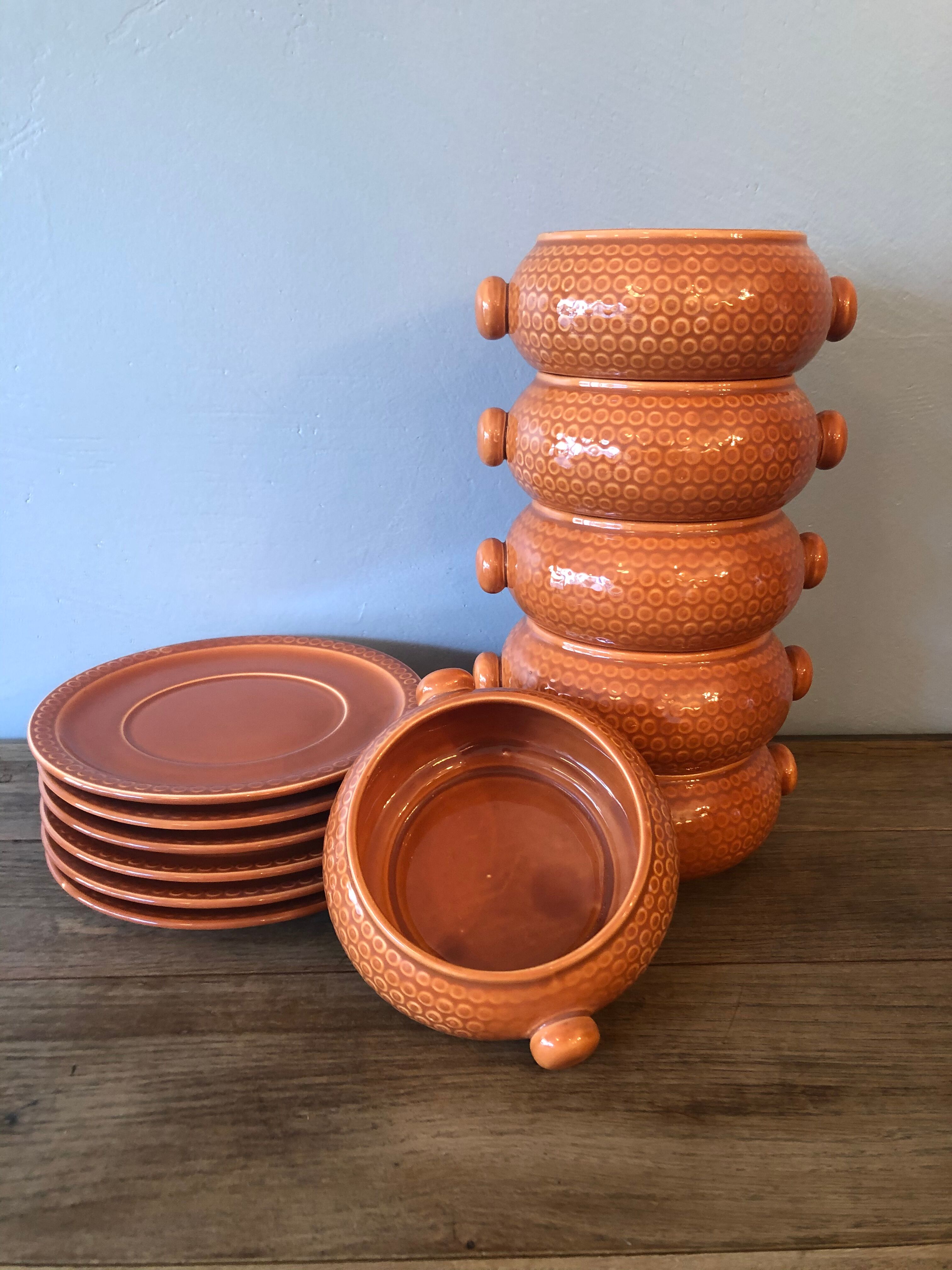 Set of 6 Gien soup bowls