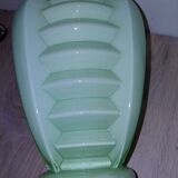 Set of two Art Deco uranium opaline skyscraper vases.