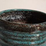 Ceramic planter with speckled enamel gadroons from the 1940s