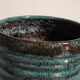 Ceramic planter with speckled enamel gadroons from the 1940s