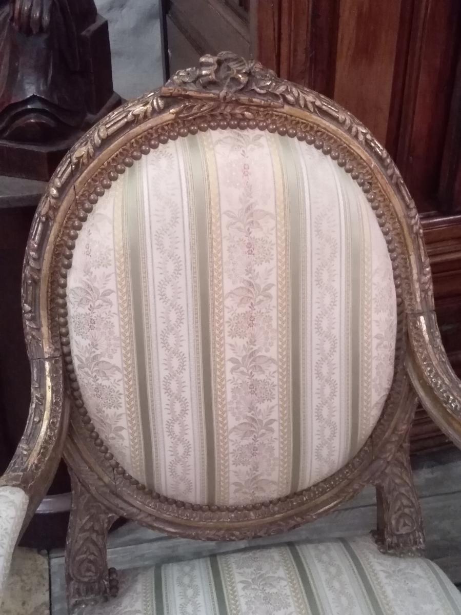 Pair of Louis XVI-style medallion armchairs from Napoleon III