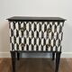 Small Italian chest of drawers with two drawers, patinated with a trompe-l'œil checkerboard pattern