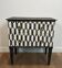 Small Italian chest of drawers with two drawers, patinated with a trompe-l'œil checkerboard pattern