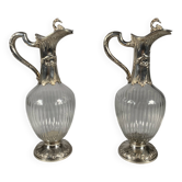 Pair of Crystal and Silver Rococo Ewers 19th Century