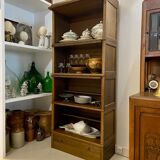 Dark wood display case 4 compartments and 1 drawer