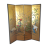 Black and gold lacquered Chinese screen with bird decorations, 4 panels