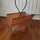 Metal and rattan magazine rack