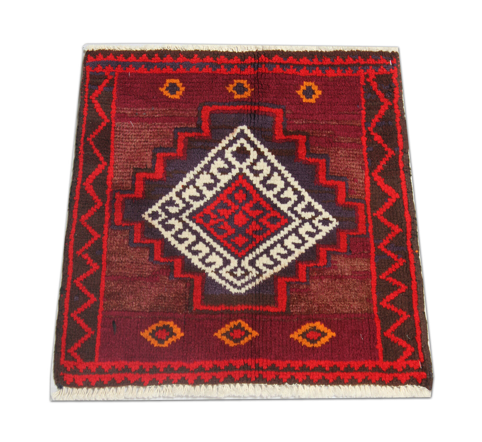 Persian lori rug handwoven red wool area 56x60cm