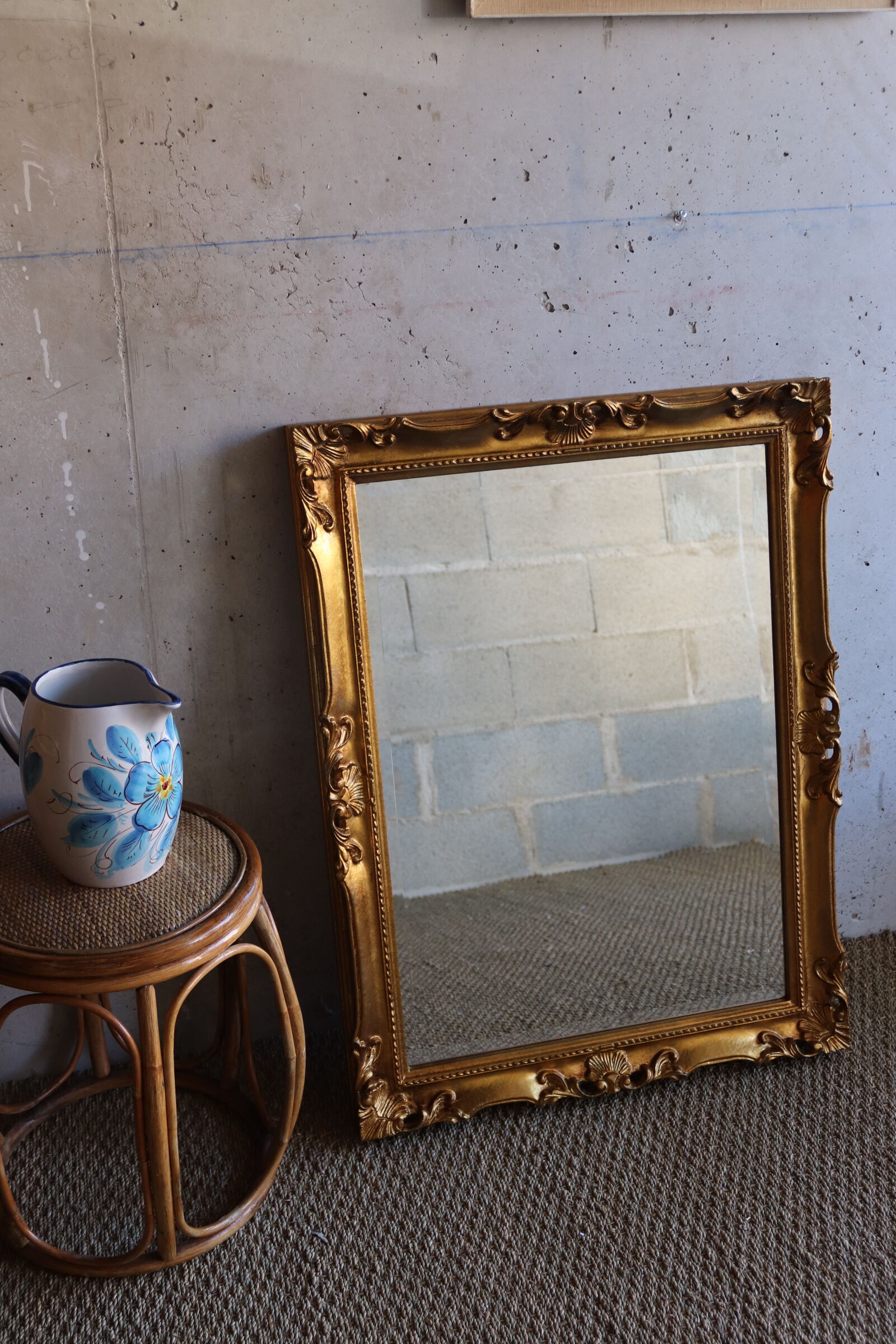 Bevelled gilded wood mirror