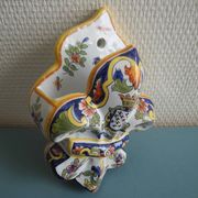 Old flower vase wall earthenware Desvres Fourmaintraux wall vase
