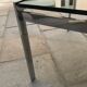 Table basse rectangulaire métal et verre St Gobain bleuté gris 1970