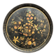 Round plateau, 19th century, painted black with fruit and grape decoration (49 cm)