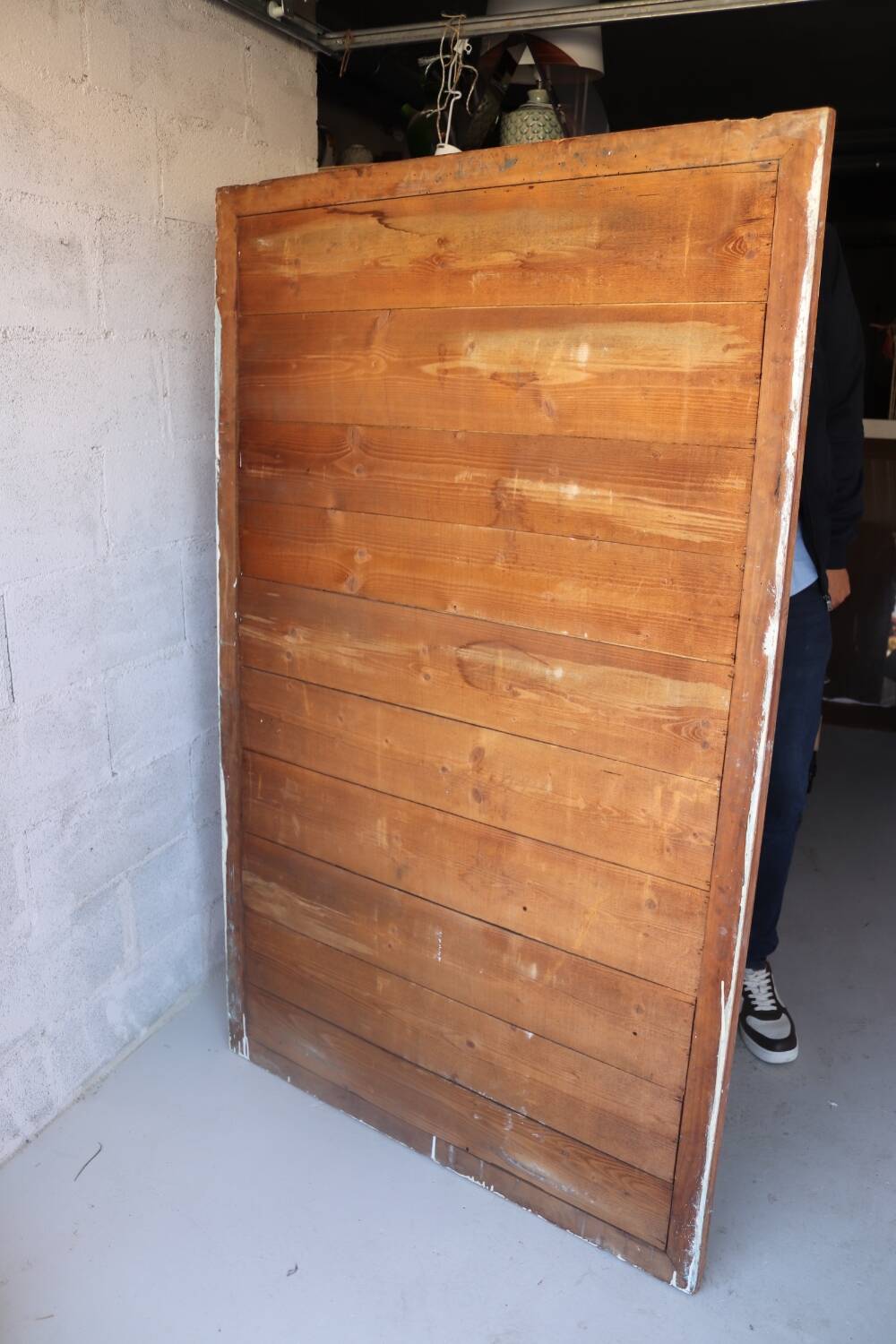 Large antique mirror in patinated wood h170cm