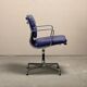 Charles & Ray Eames EA208 Chair in polished aluminum and Indigo blue leather