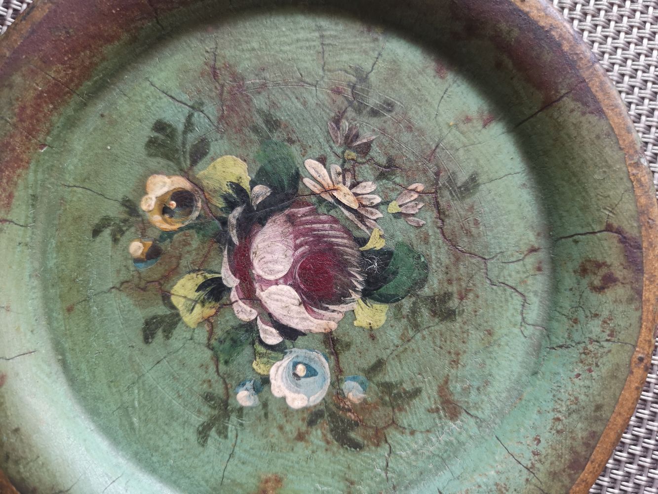 Hand-painted metal ashtray - Late 19th/early 20th century