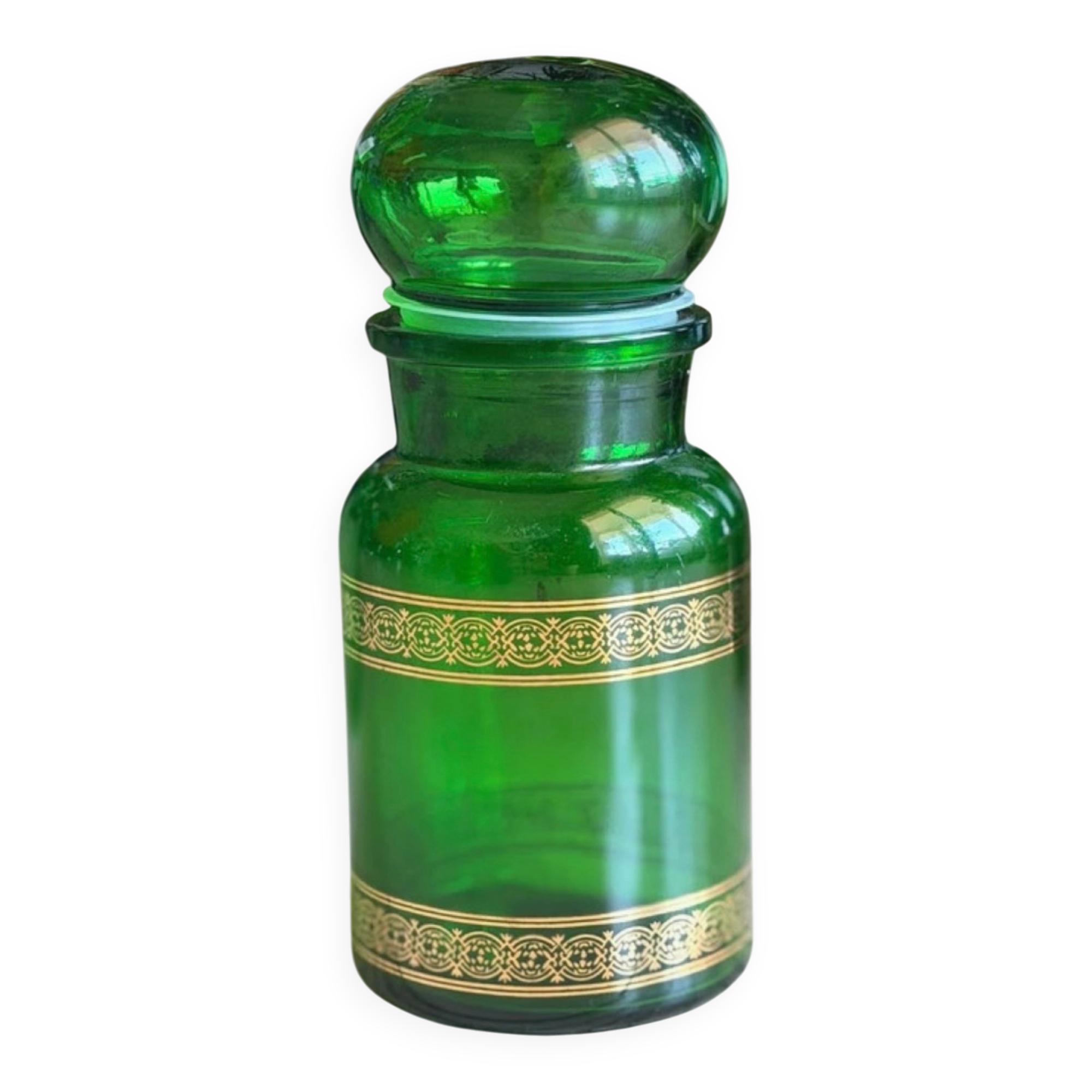 Vintage green apothecary jar
