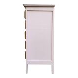 Vintage powder pink compass leg chest of drawers from the 1950s