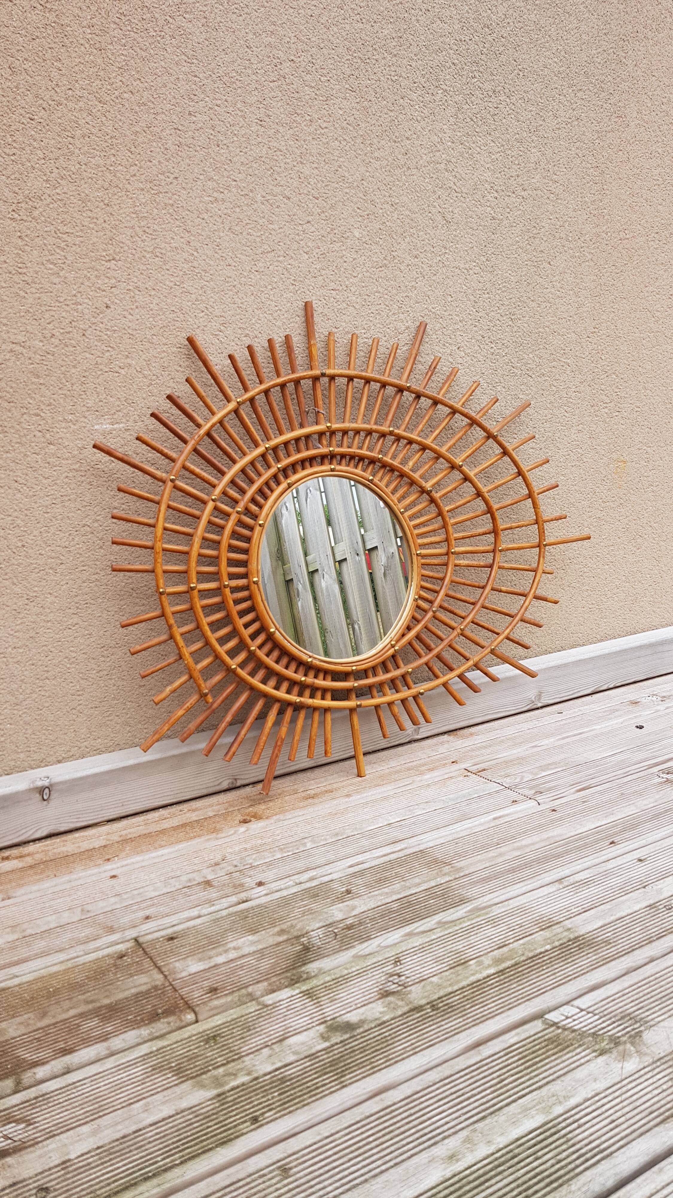 Mirror in rattan galaxy or ortf 80x61cm