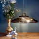 Vintage amber molded glass lampshade pendant light - tableware collection -