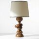 Impressive vintage Scandinavian style lamp designed with turned sculpted wood and a ring.