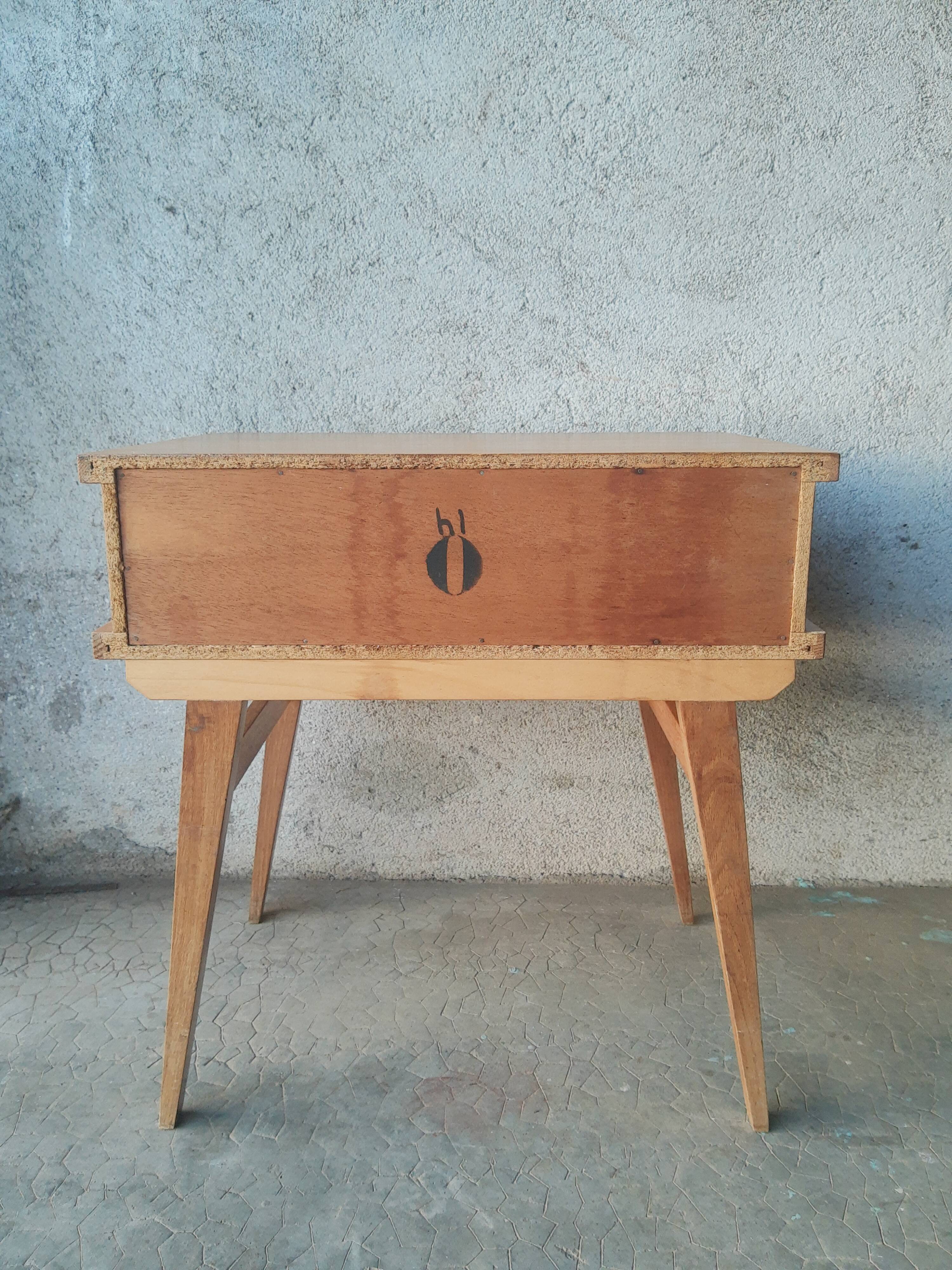 Vintage wooden compass foot bedside table