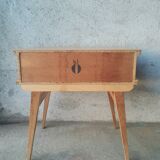 Vintage wooden compass foot bedside table