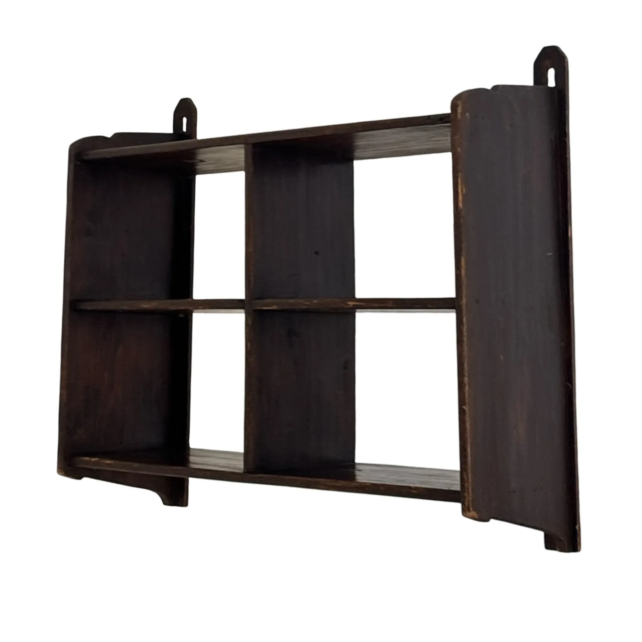 Vintage wooden wall shelve rack in oak brutalist minimalist design
