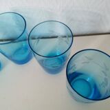 verre à eau /limonade en verre gravé bleu