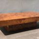 Table basse en loupe d'orme des années 70