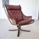 Chaises Falcon à ailes et dossier haut en cuir Sigurd Resell vintage rétro
