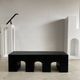 Bench in solid monoxyl wood, carved base in 3 arches - Black color