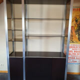 Ligne Roset Wengé bookcase and 80's smoked glass