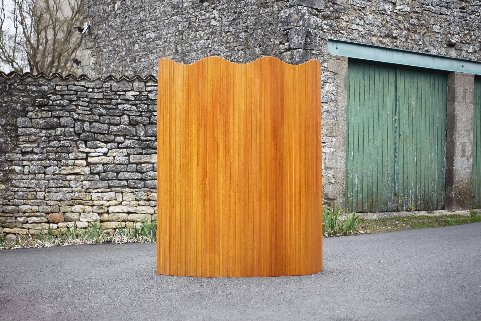 Vintage screen, large wooden screen Manufrance, wooden partition, screen, interior decoration