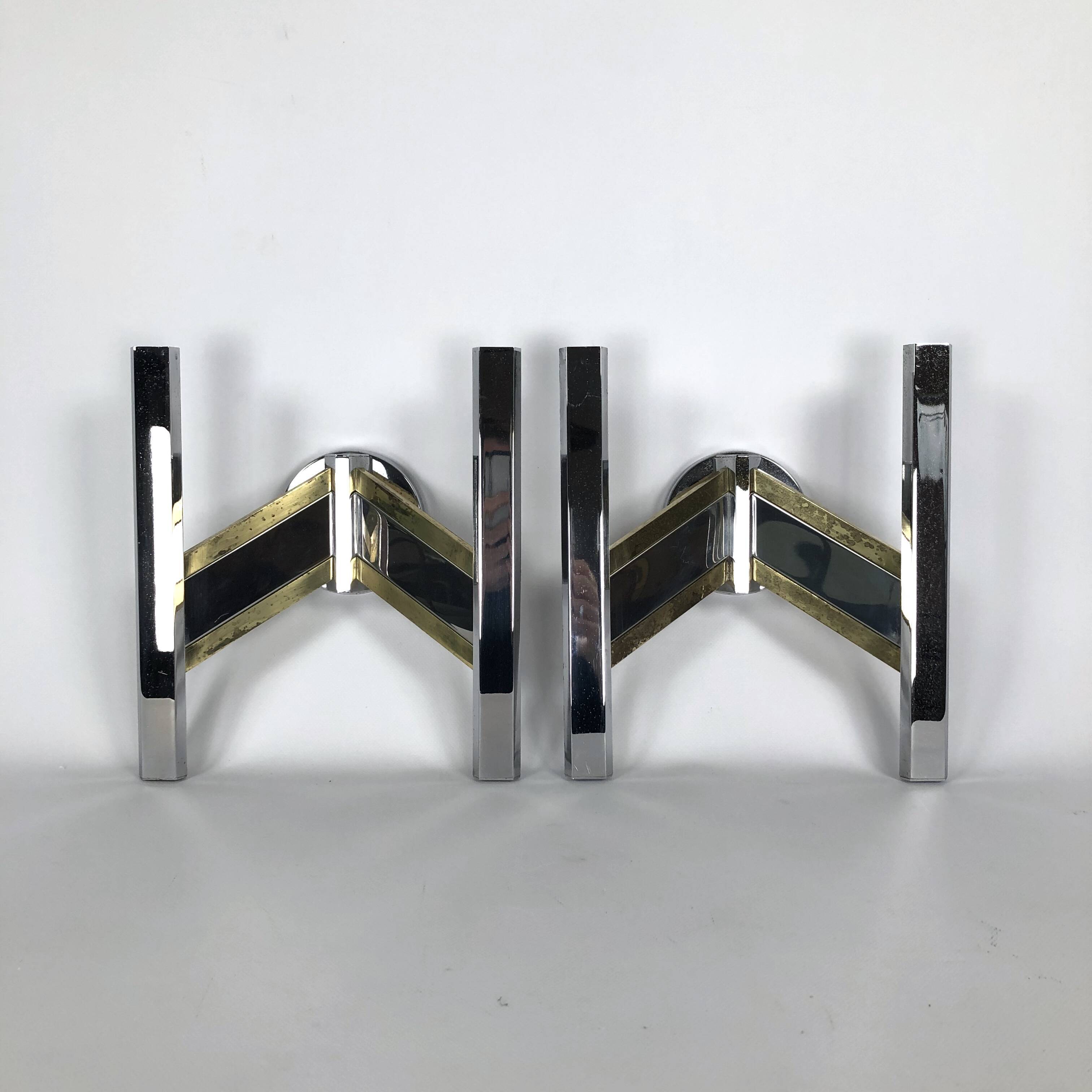 Pair of brass and chrome sconces from Sciolari 70