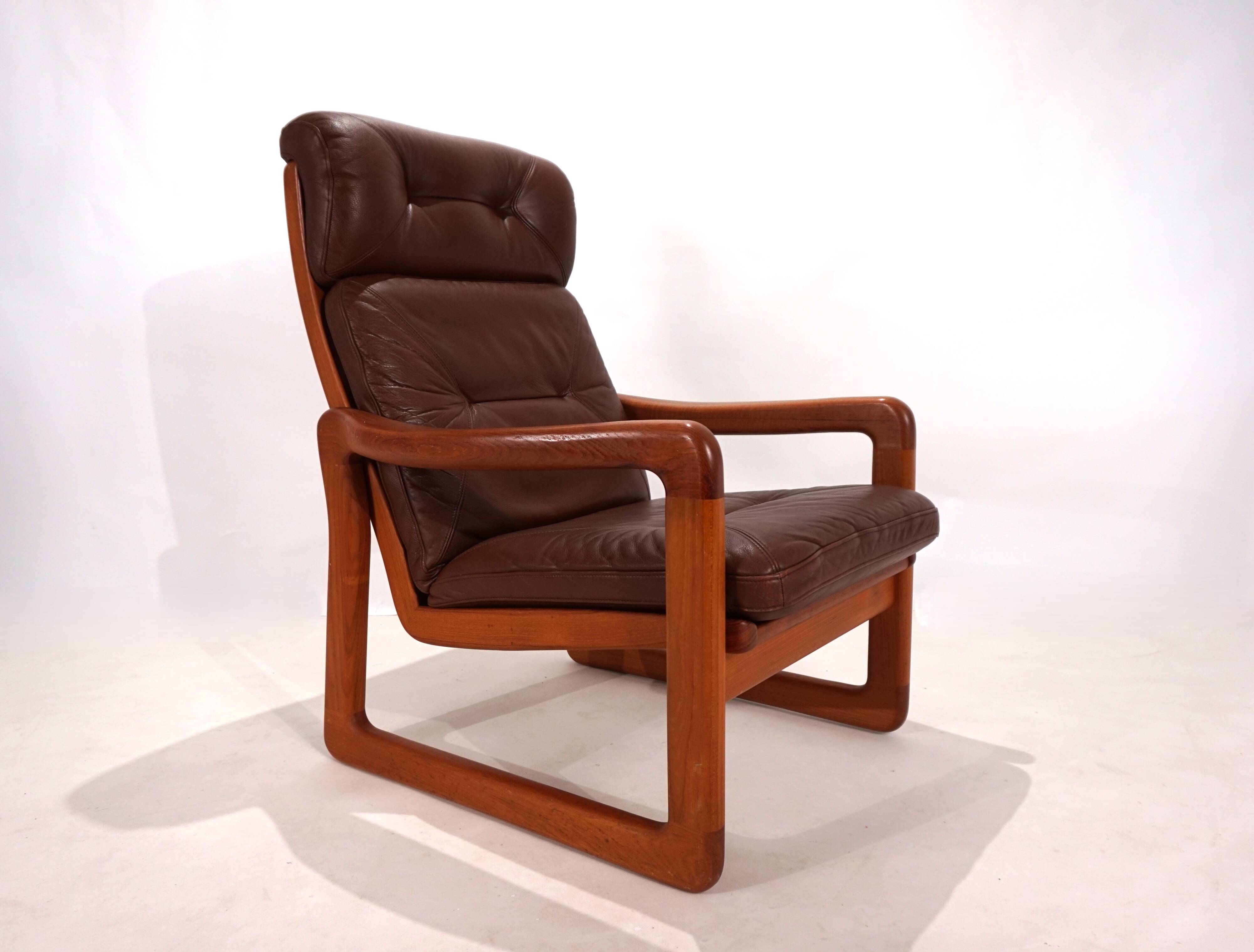 EMC teak leather armchair, 1960