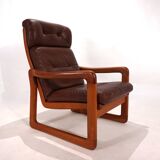 EMC teak leather armchair, 1960