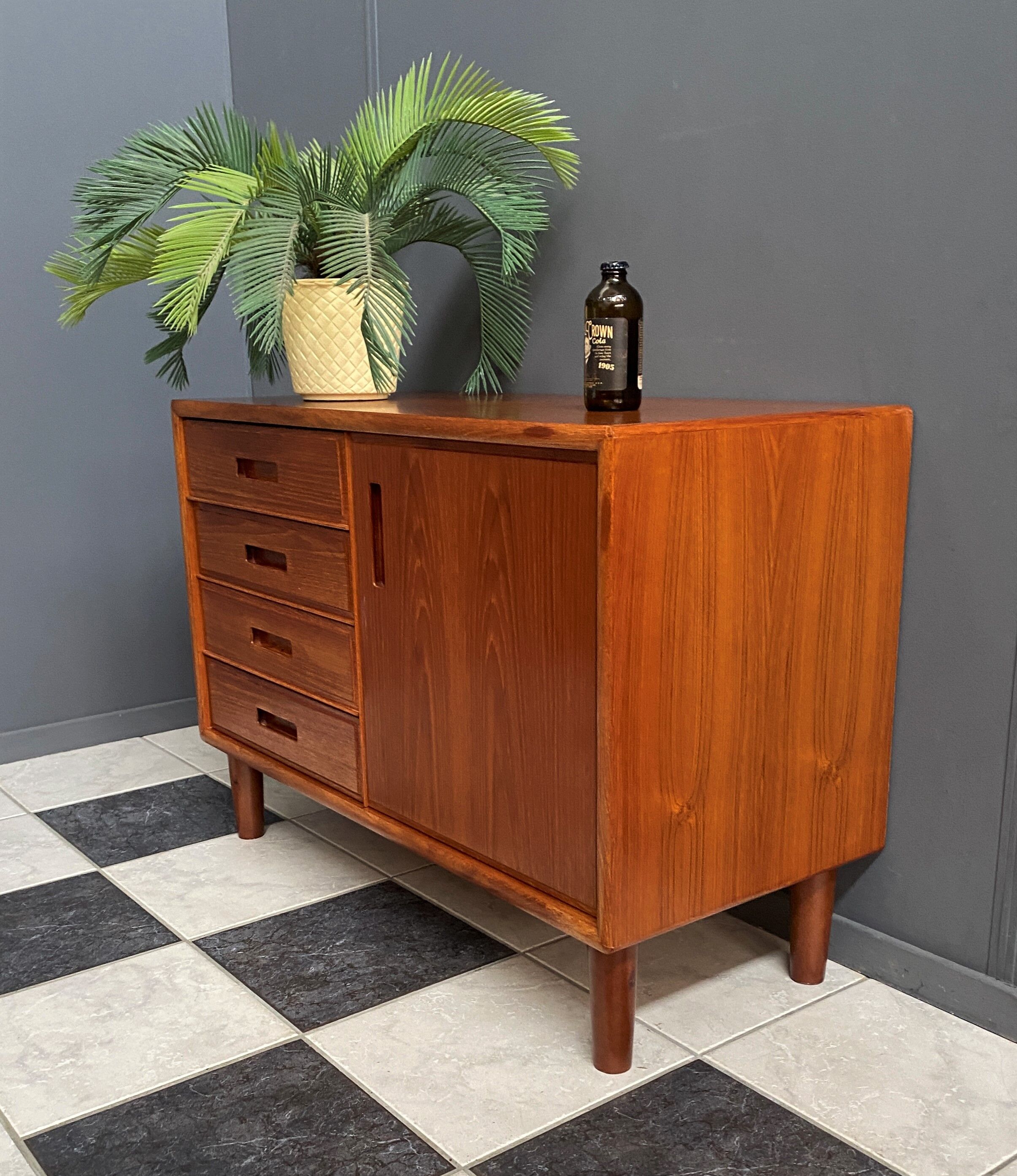 Danish Teak sideboard with drawers and door, 1960s