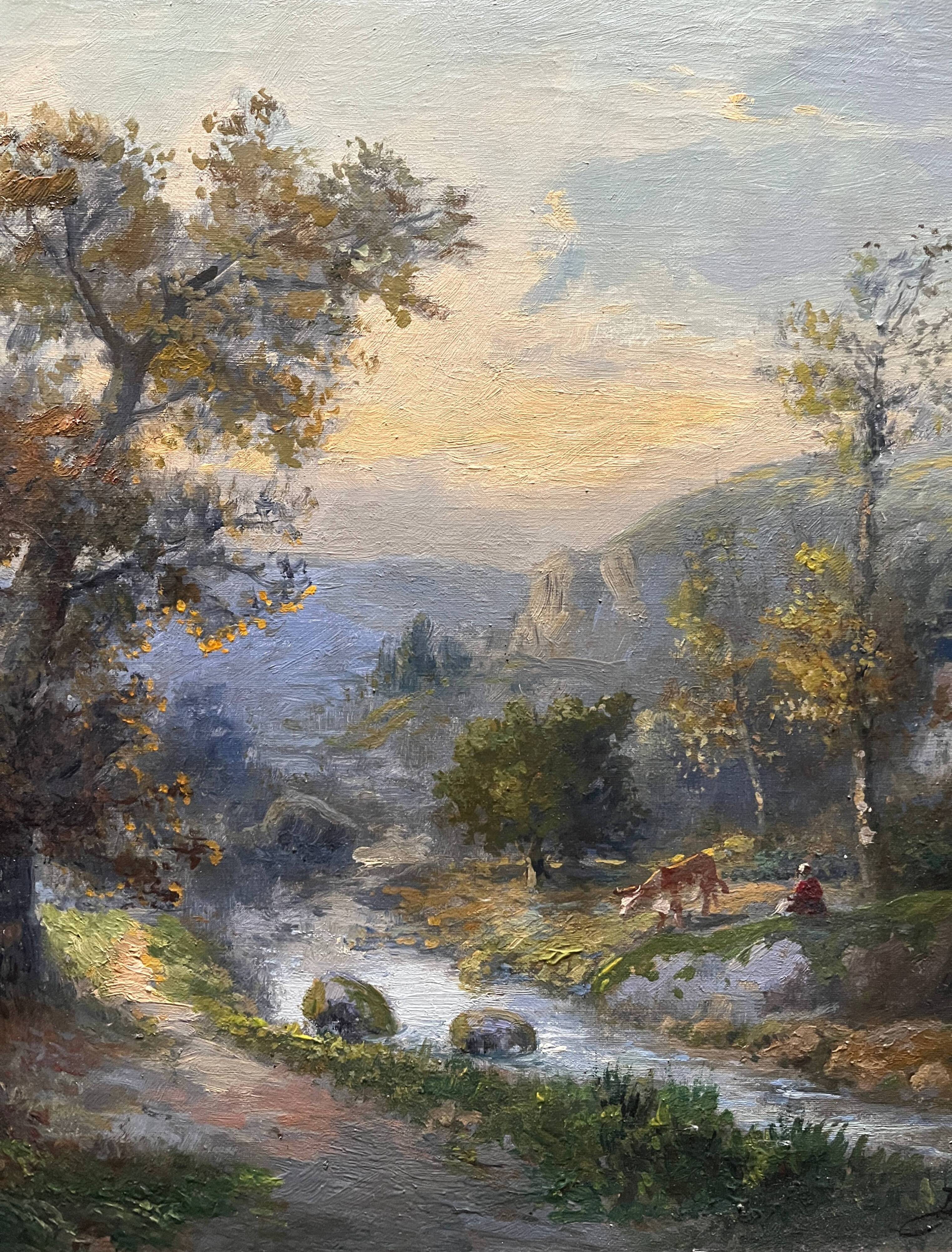 Old HST painting: "Animated pastoral landscape" signed Duperay filigreeantiqu