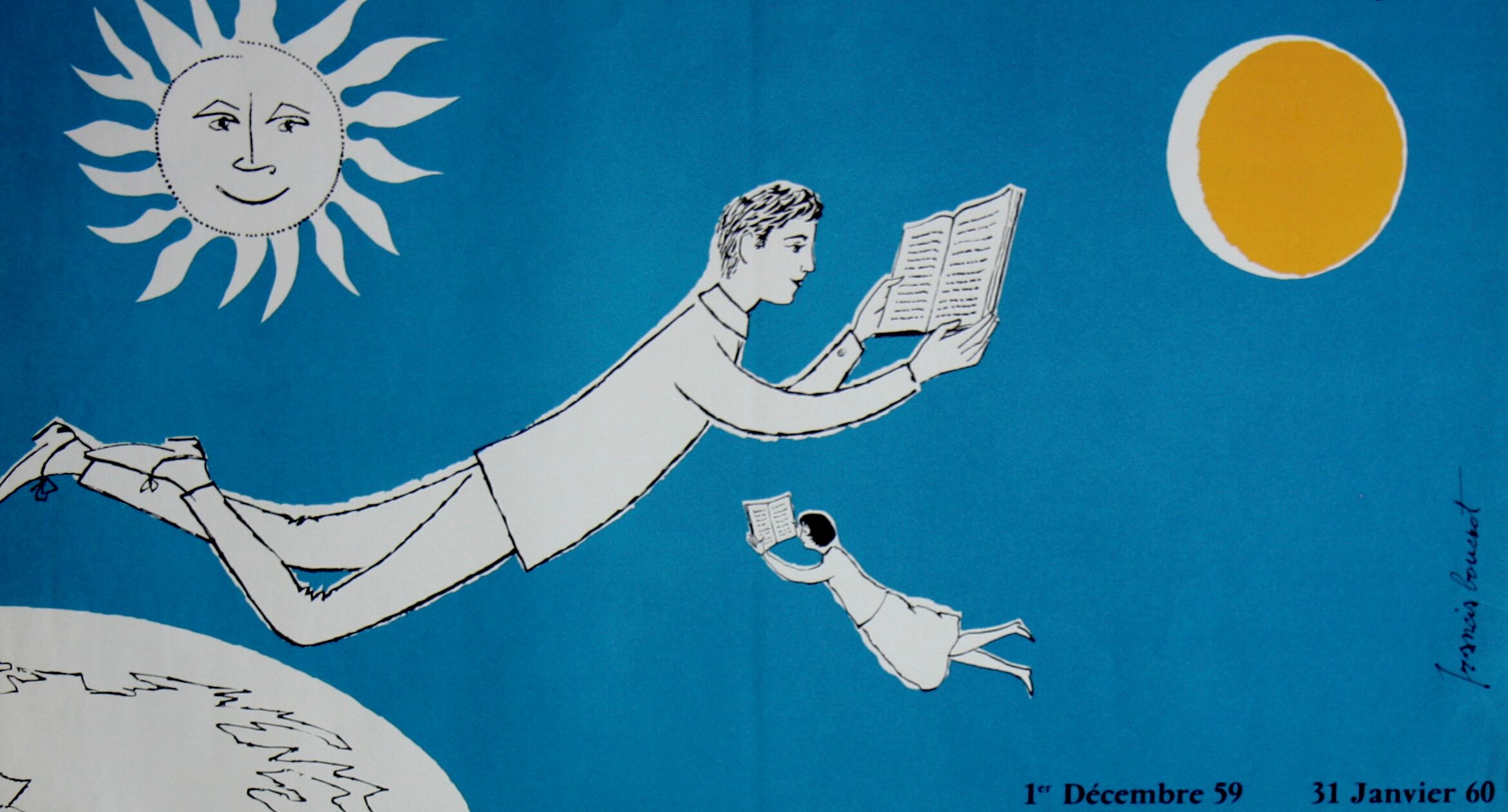 Old poster of 1959 " 200 books for teenagers ", format 40x 60 cm