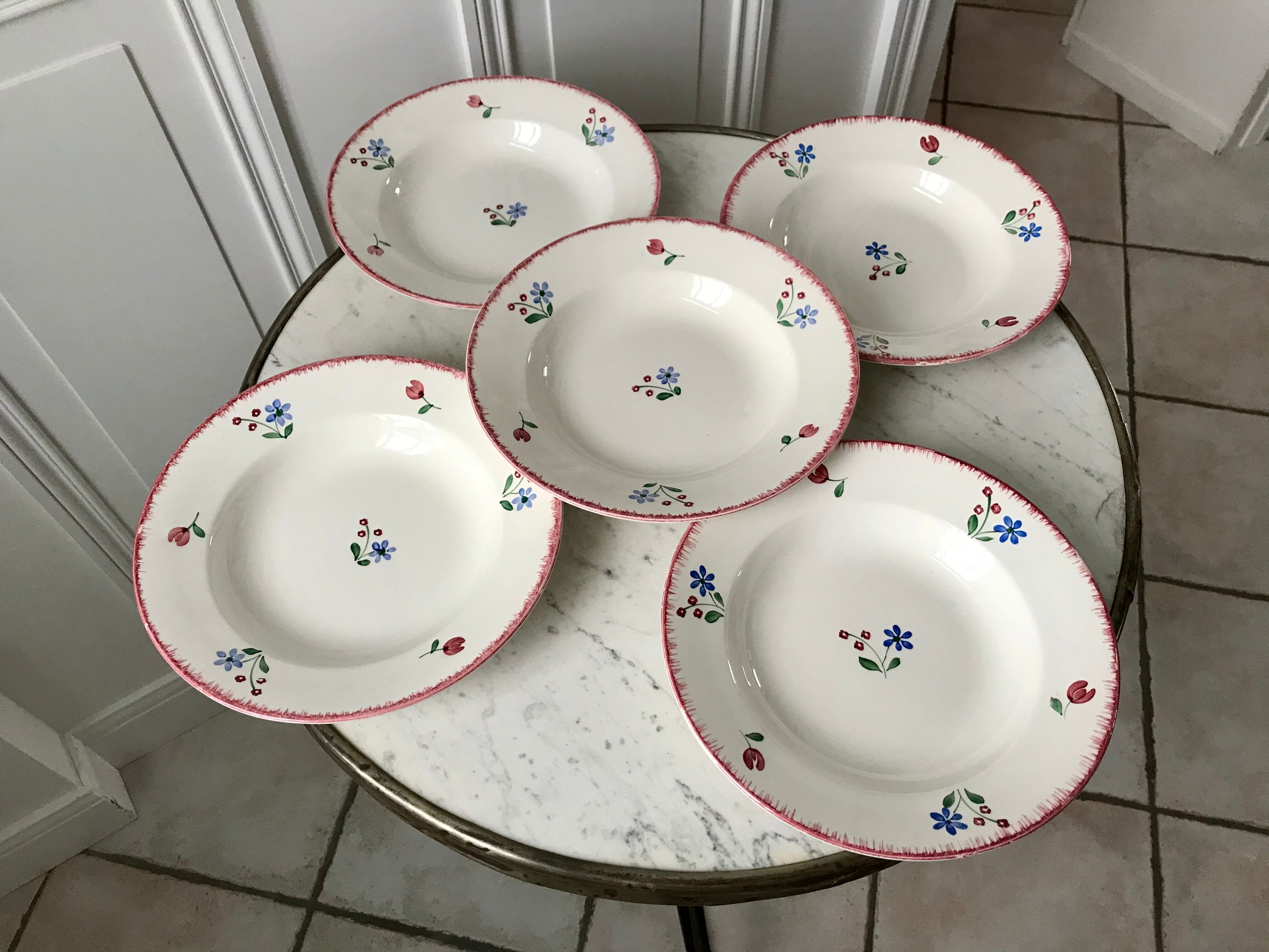 Lot of 5 hollow plates badonviller model "dany" years 30-40