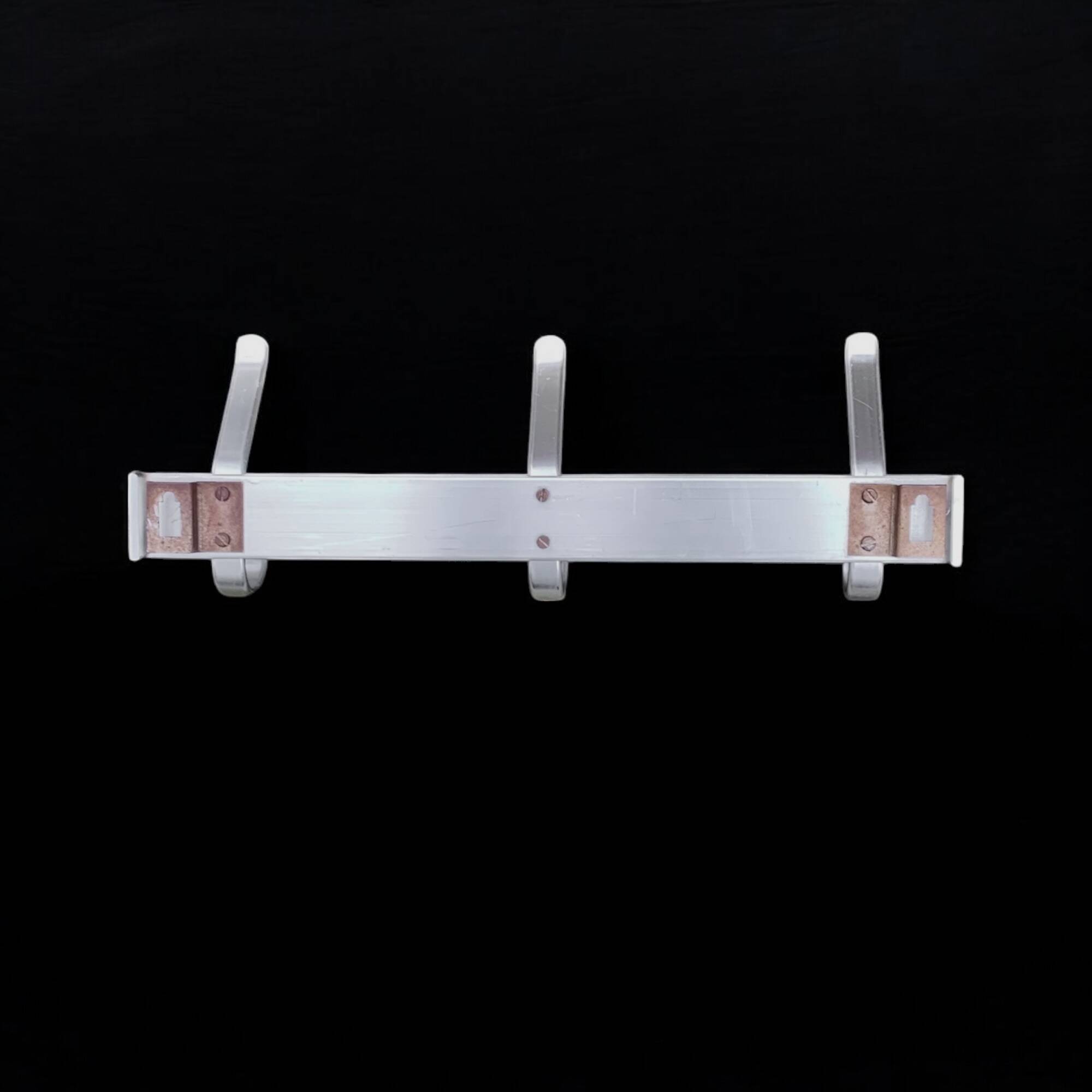 Vintage anodized aluminum wall coat rack - 3 hooks