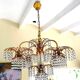 Chandelier crystal of Murano pagoda 1970 gold metal frame