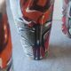 X5 enamelled ceramic mugs with abstract 60s decor