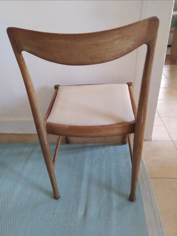 4 scandinavian beige white teak chairs